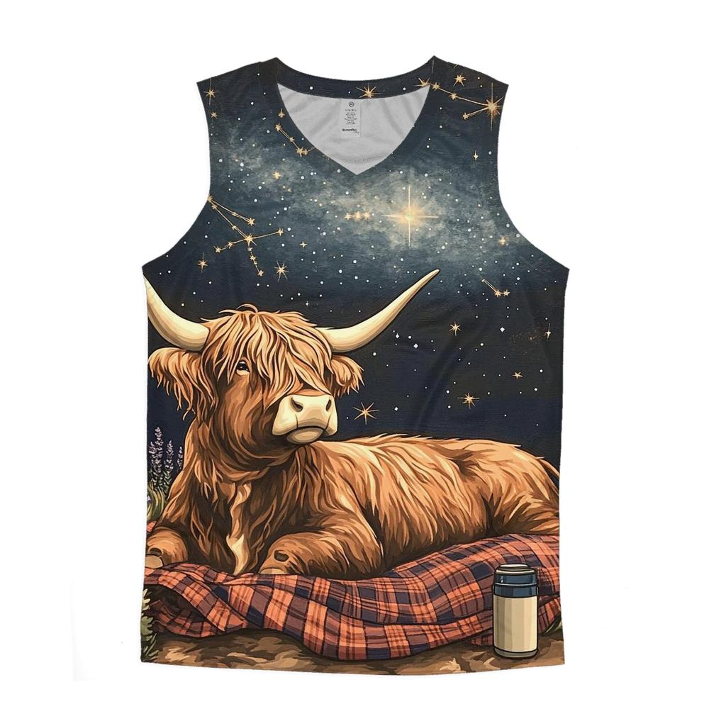 Highland Cow Stargazer On A Blanket sports performance tank tops