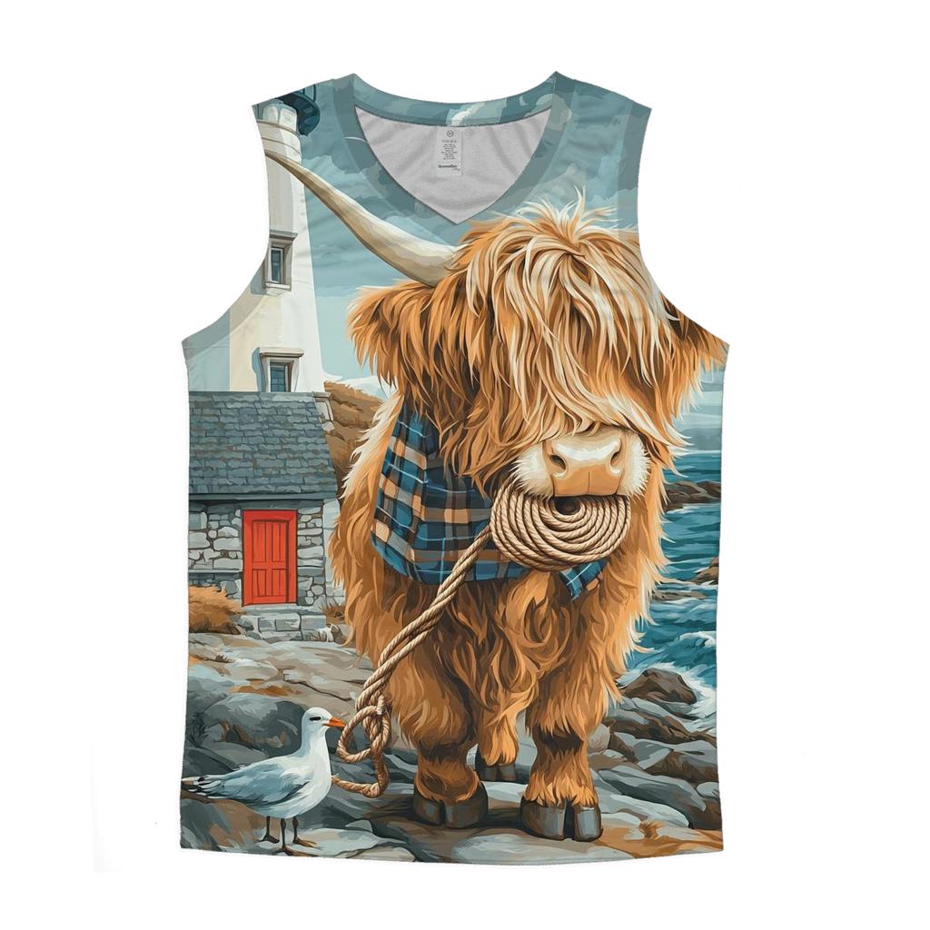 Highland Cow Lighthouse Keeper Helper cotton sleeveless tops