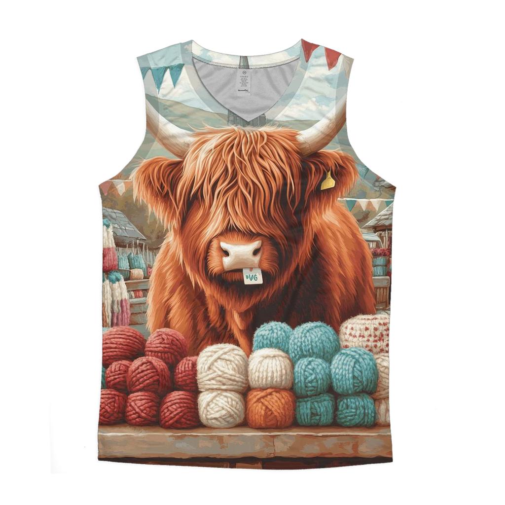 Highland Cow At The Wool Fair Stall casual summer tank tops