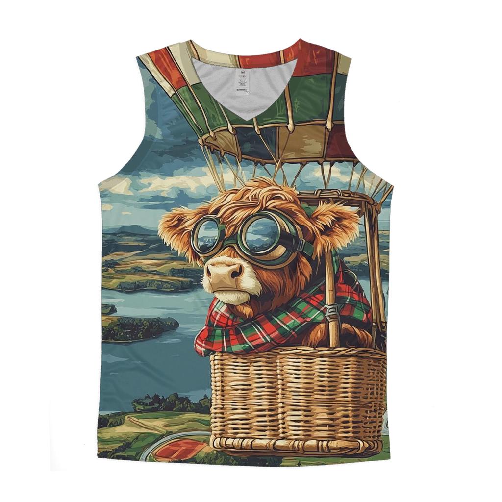 Highland Cow Balloon Ride Over The Loch cotton sleeveless tops