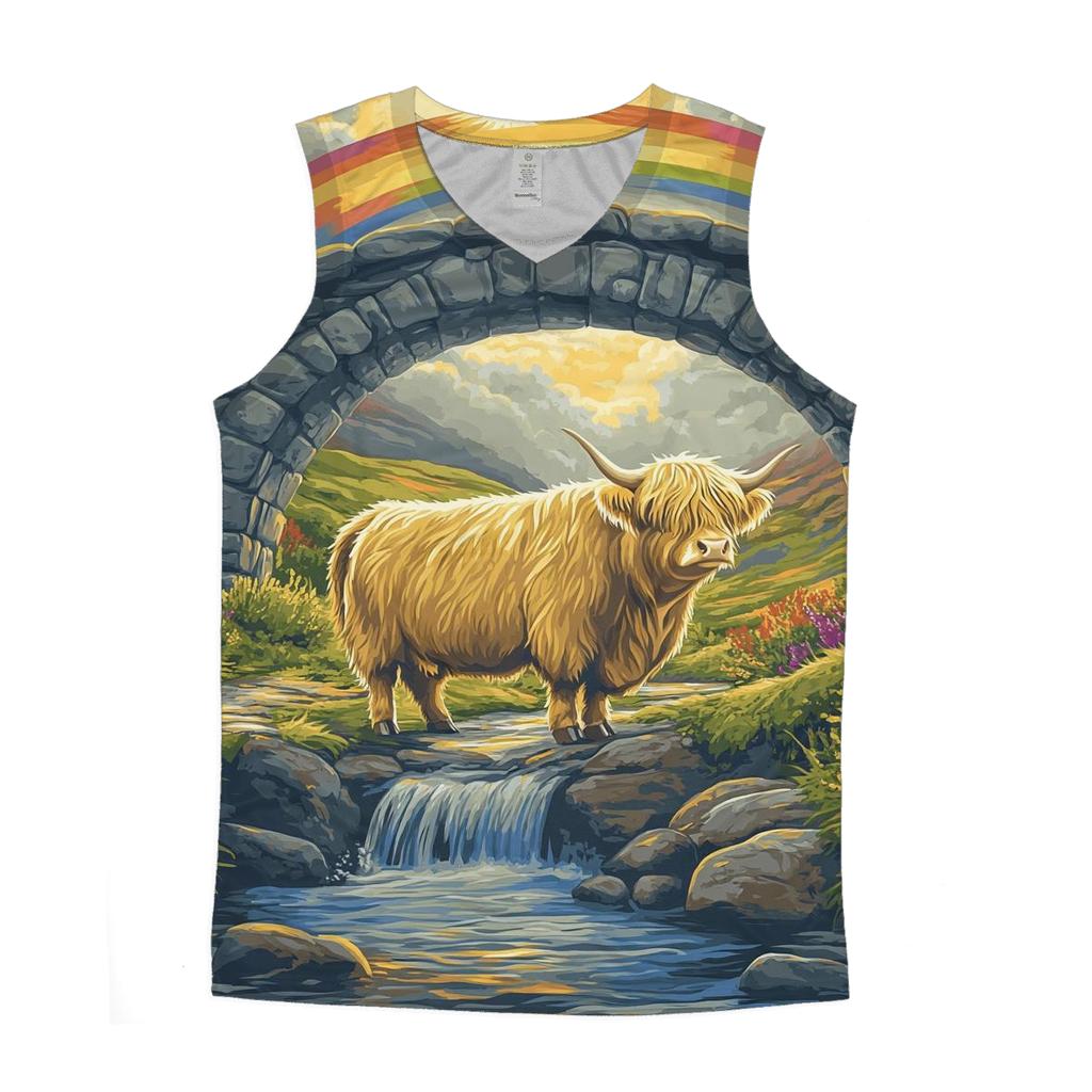 Highland Cow Under The Rainbow Bridge Arch custom tank tops