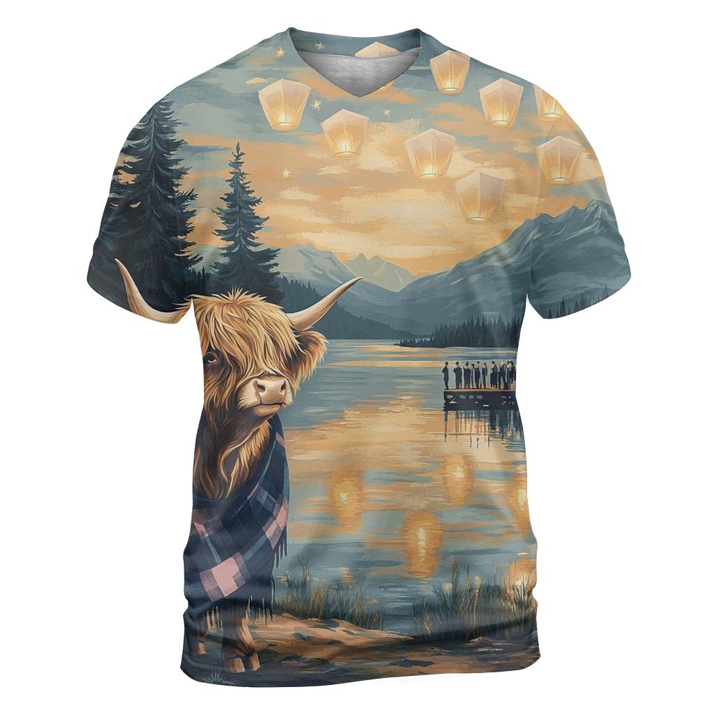 Lantern Festival With Highland Cow Glow trendy printed shirt styles