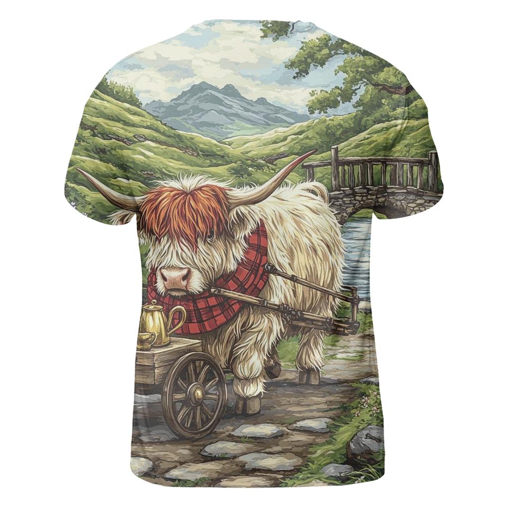 Highland Cow Tea Cart In The Glen personalized full print shirts