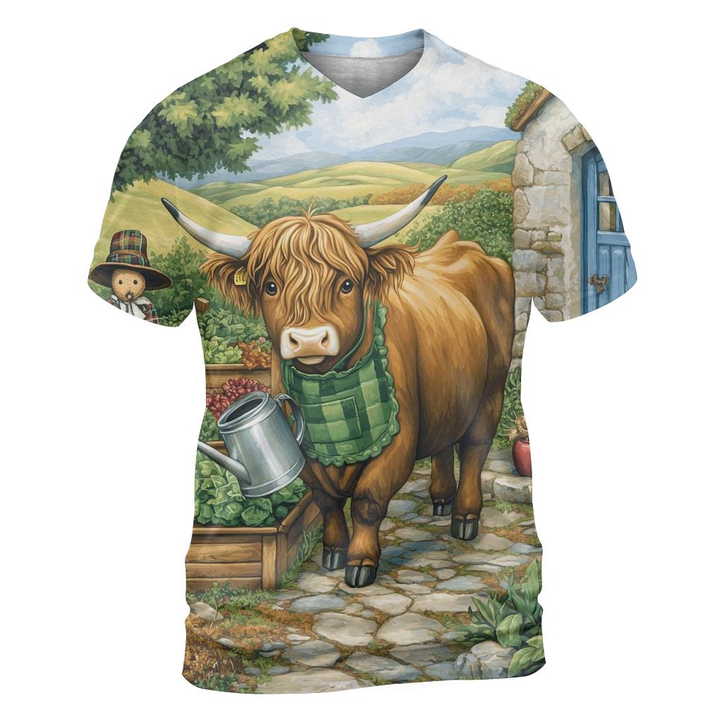 Highland Cow Gardener In A Cottage Plot custom all-over print shirts