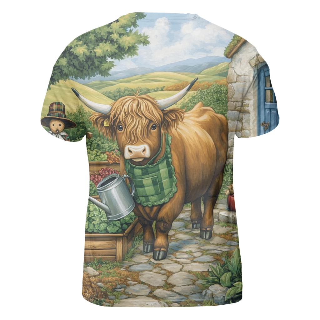 Highland Cow Gardener In A Cottage Plot custom all-over print shirts