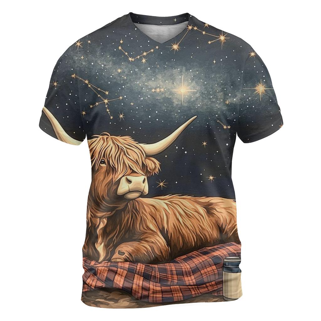 Highland Cow Stargazer On A Blanket custom all-over print shirts