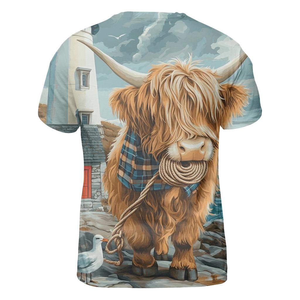 Highland Cow Lighthouse Keeper Helper artistic all-over print tops