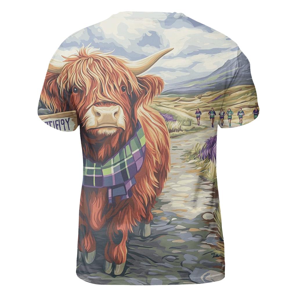 Highland Cow Marathon Spectator On The Moor artistic all-over print tops