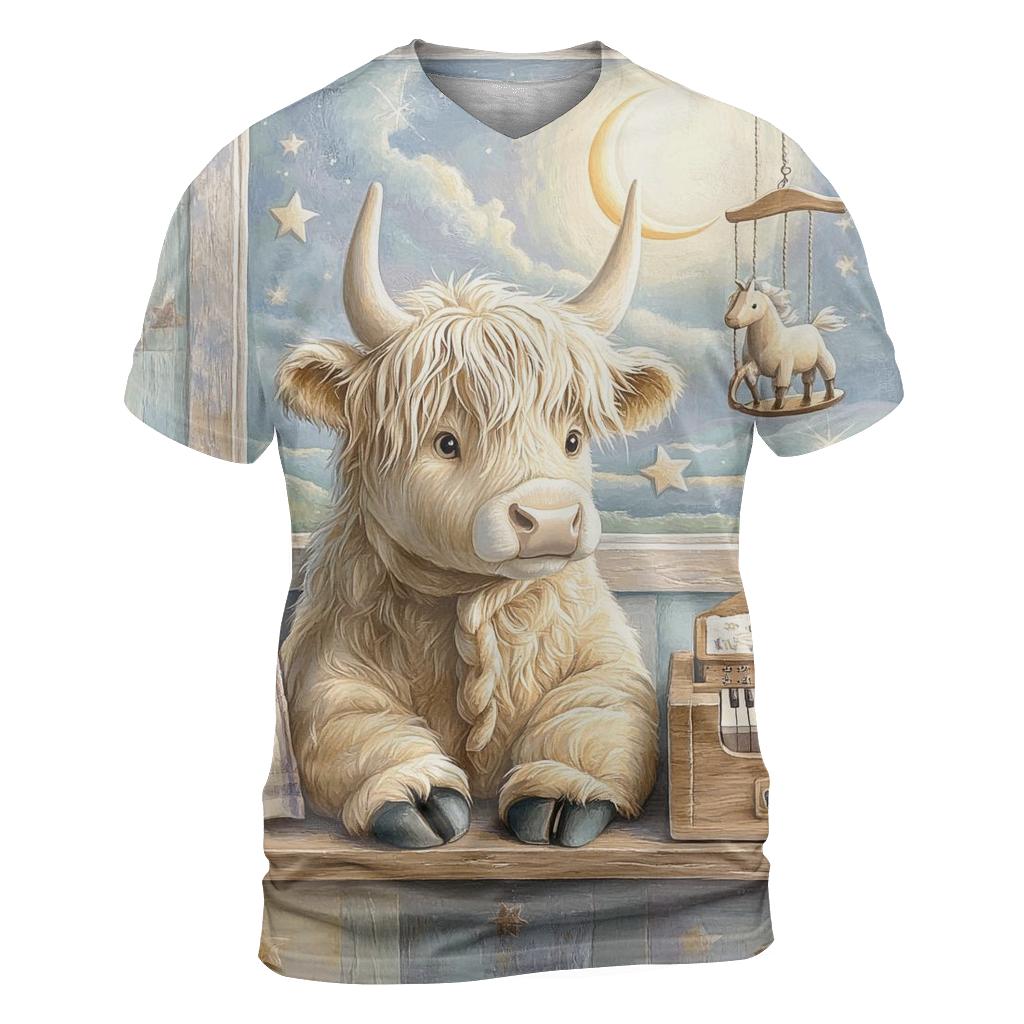 Highland Cow Music Box In The Nursery trendy printed shirt styles