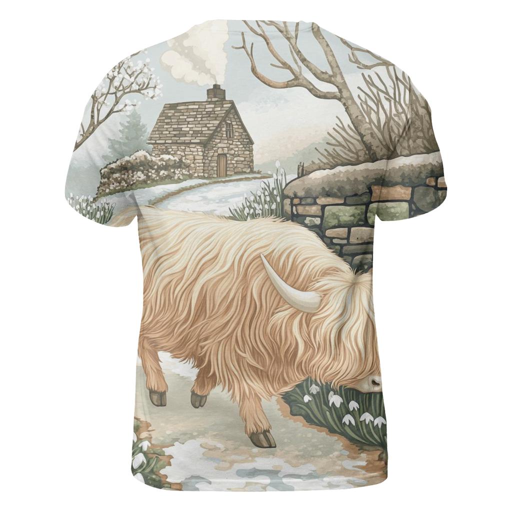 Highland Cow Snowdrop Path In Early Spring personalized full print shirts