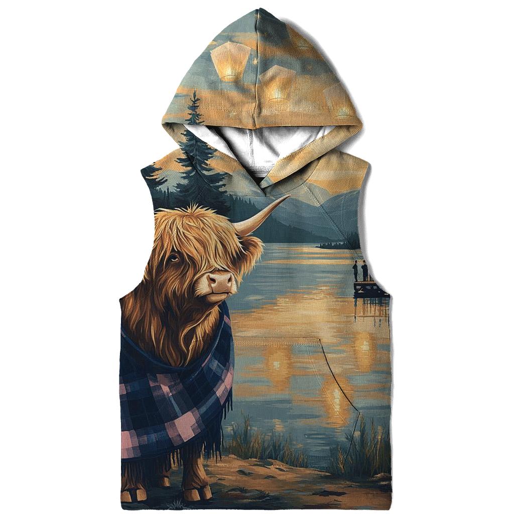 Lantern Festival With Highland Cow Glow embroidered hoodies