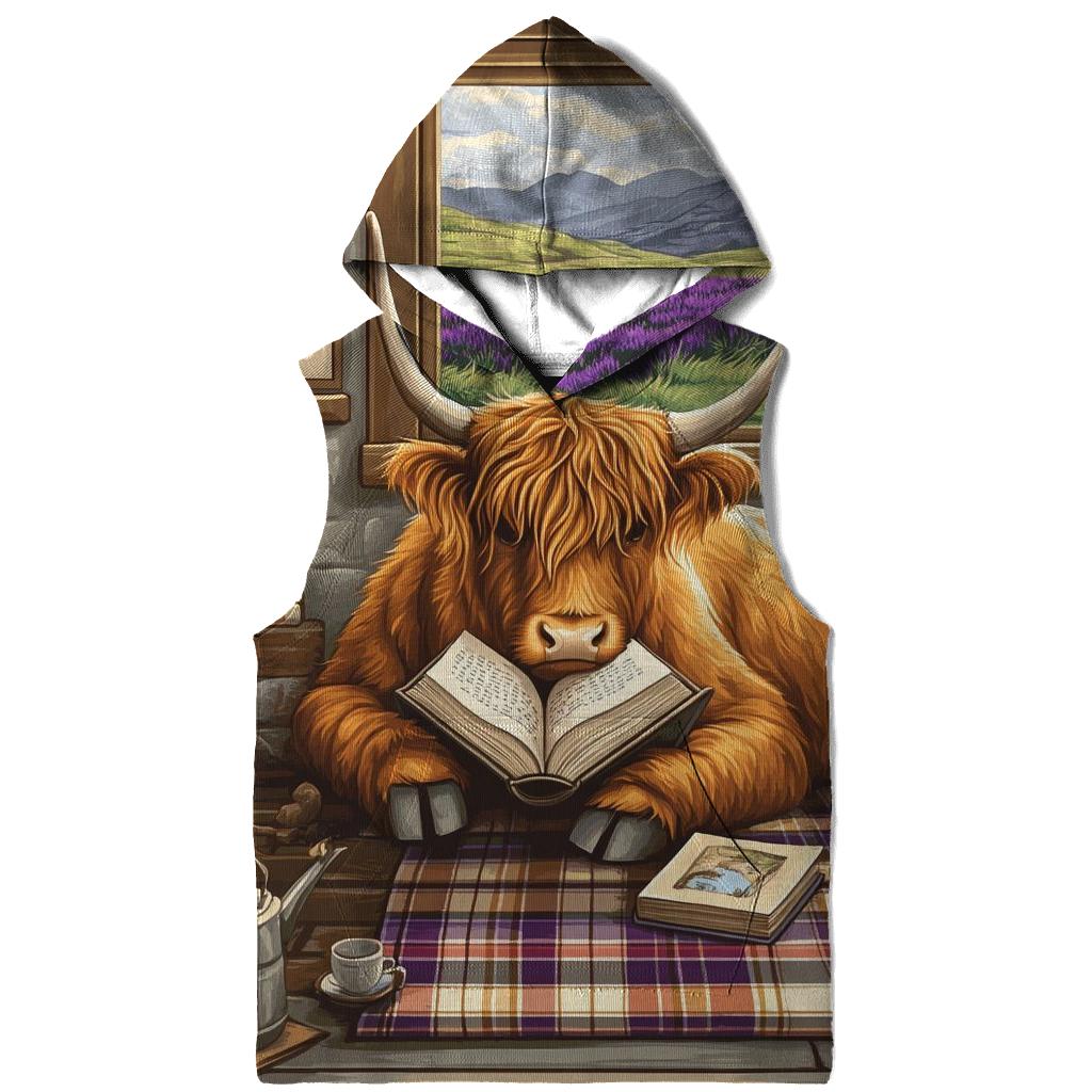 Heather Library Reading Highland Cow zip-up hoodies