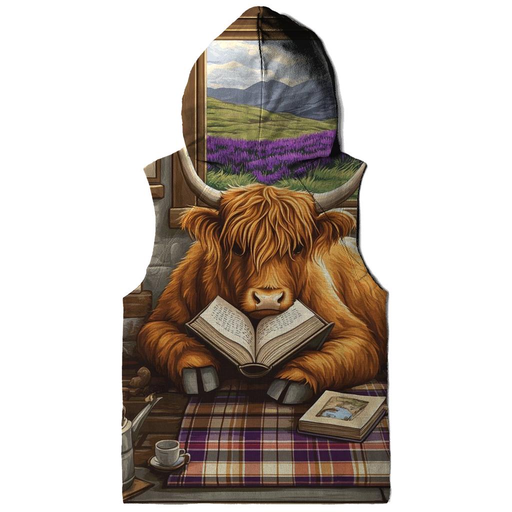 Heather Library Reading Highland Cow zip-up hoodies