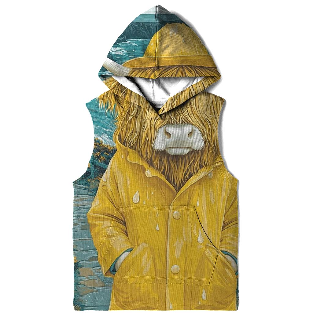 Highland Cow In Raincoat By The Sea Cliffs lightweight hoodies