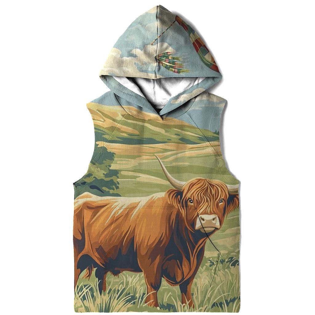Tartan Kite Field With Highland Cow Watcher hoodie styles