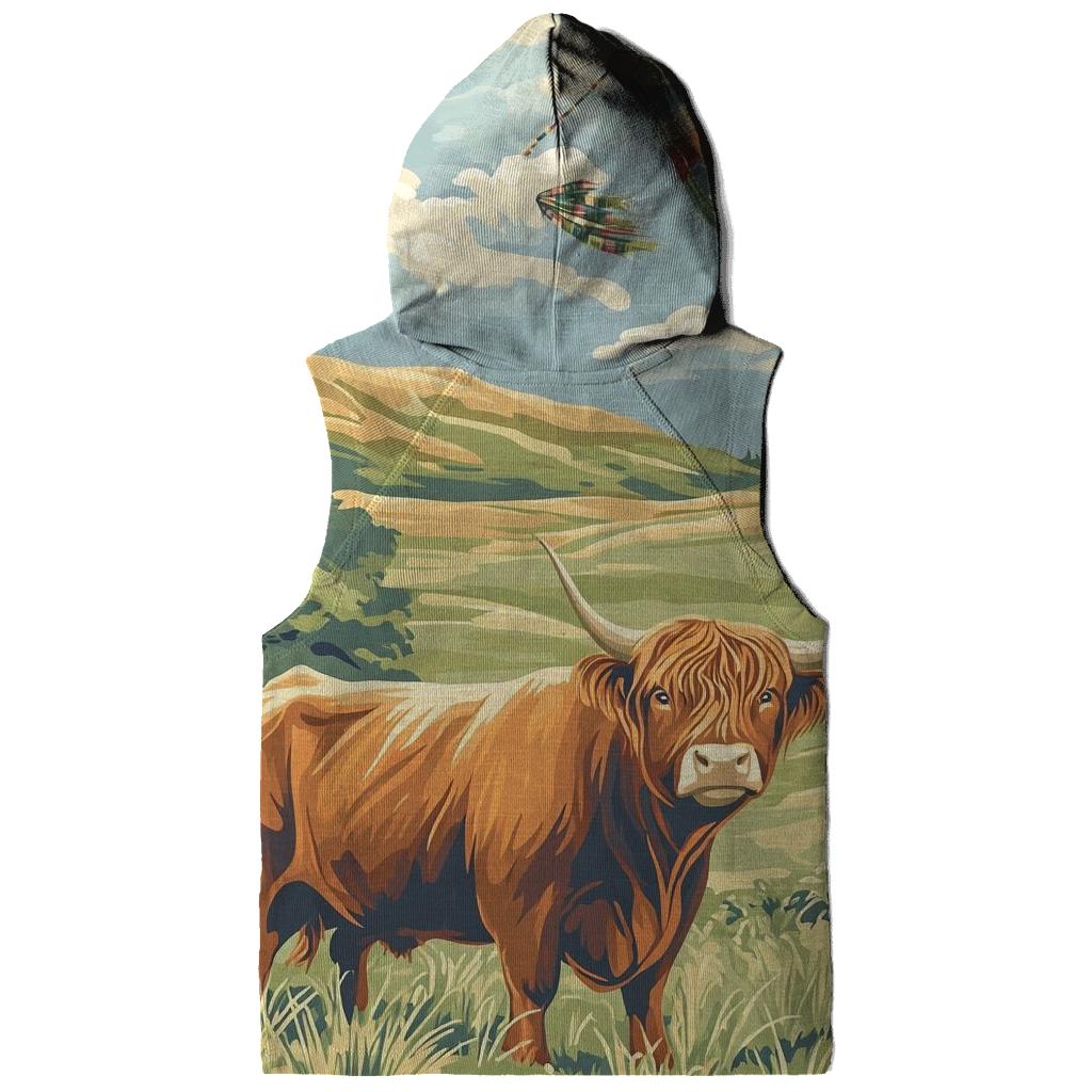 Tartan Kite Field With Highland Cow Watcher hoodie styles