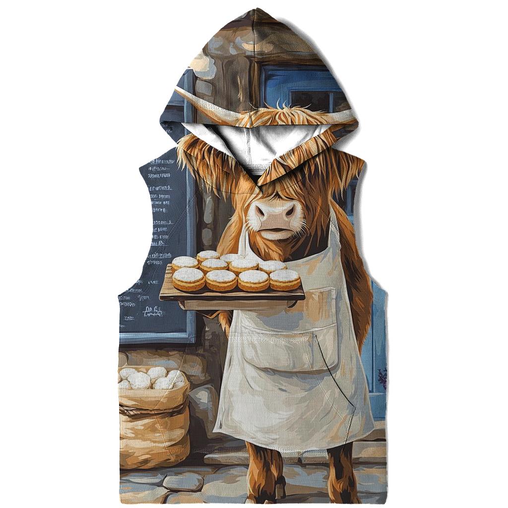 Highland Cow Baker With Oatcake Tray printed hoodies