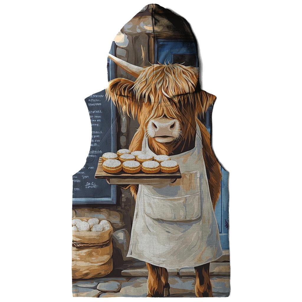 Highland Cow Baker With Oatcake Tray printed hoodies