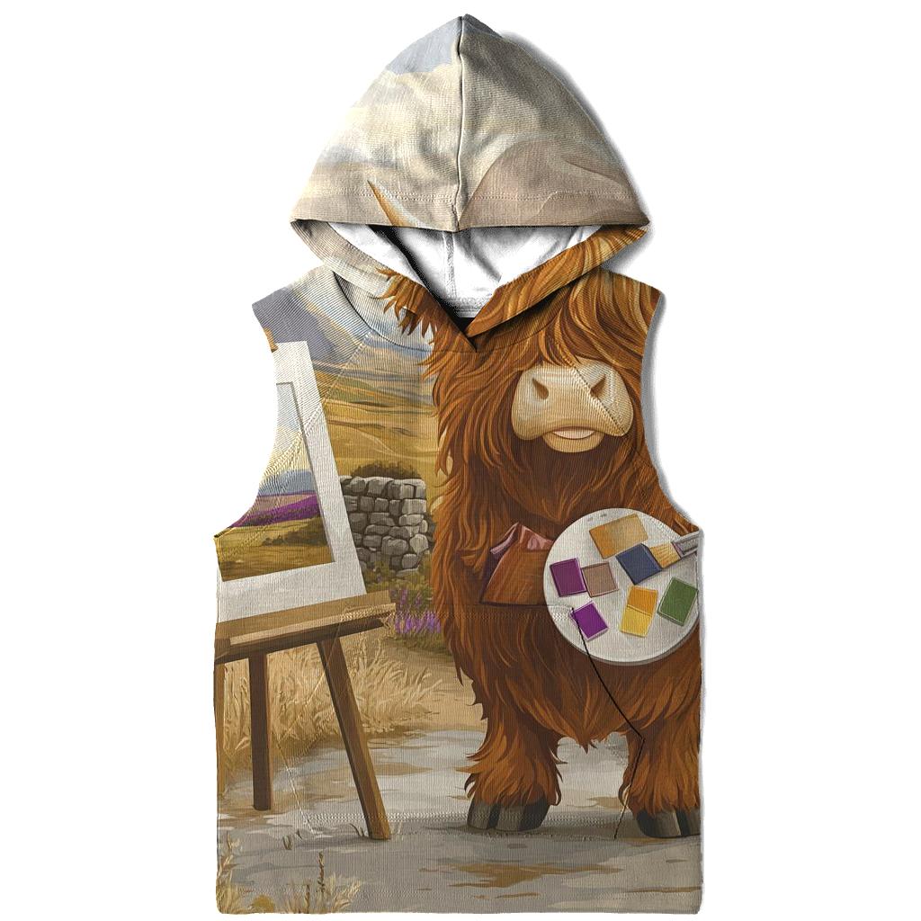 Highland Cow Art Student With Easel heavyweight hoodies