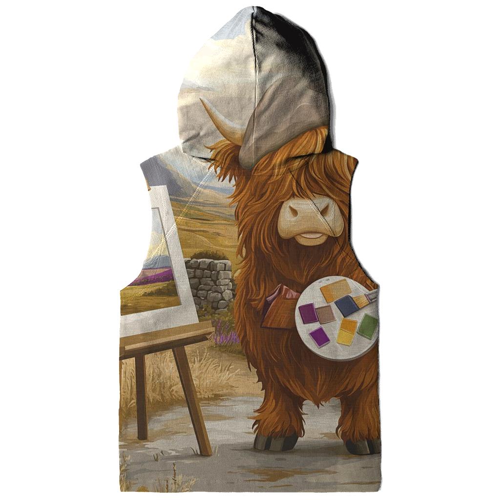Highland Cow Art Student With Easel heavyweight hoodies