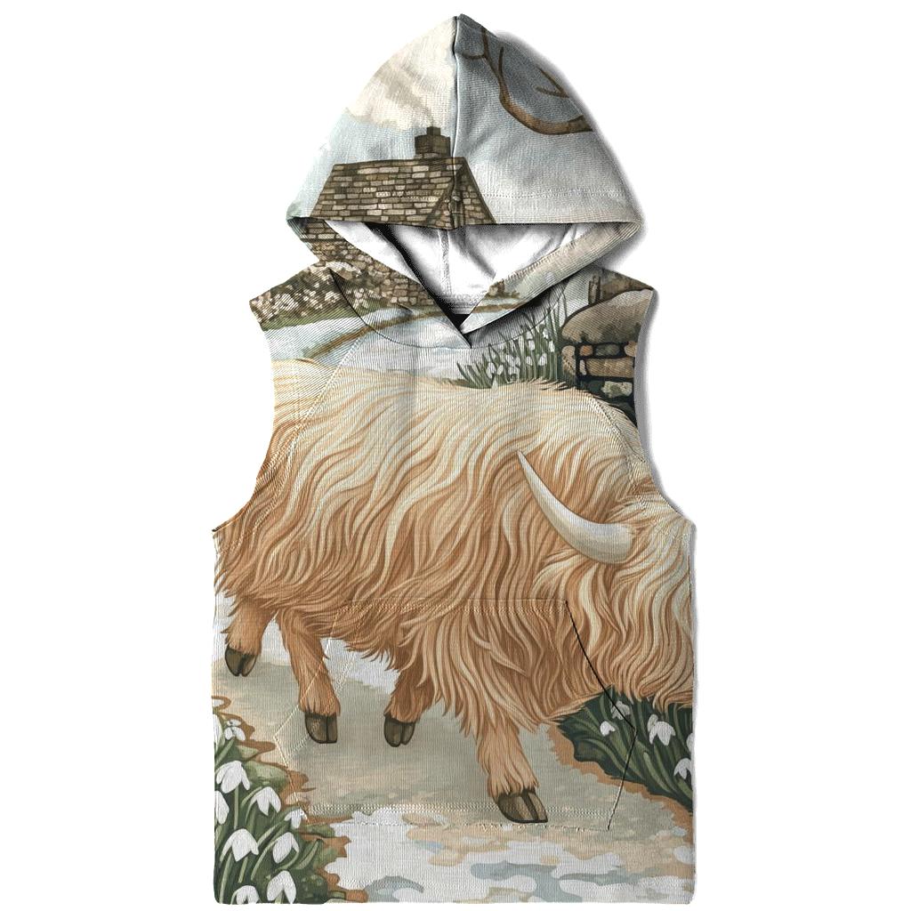 Highland Cow Snowdrop Path In Early Spring hoodie styles