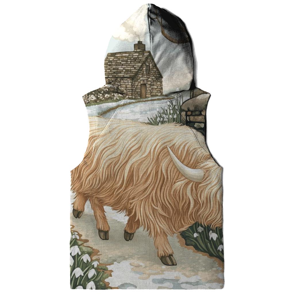 Highland Cow Snowdrop Path In Early Spring hoodie styles