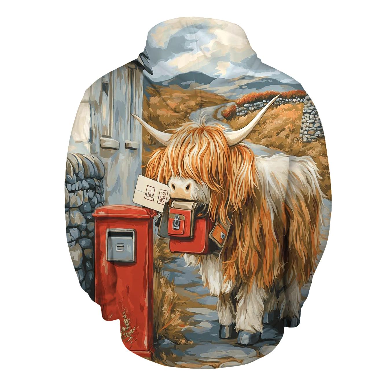 Highland Cow Postmaster At The Croft Gate hoodies fashion