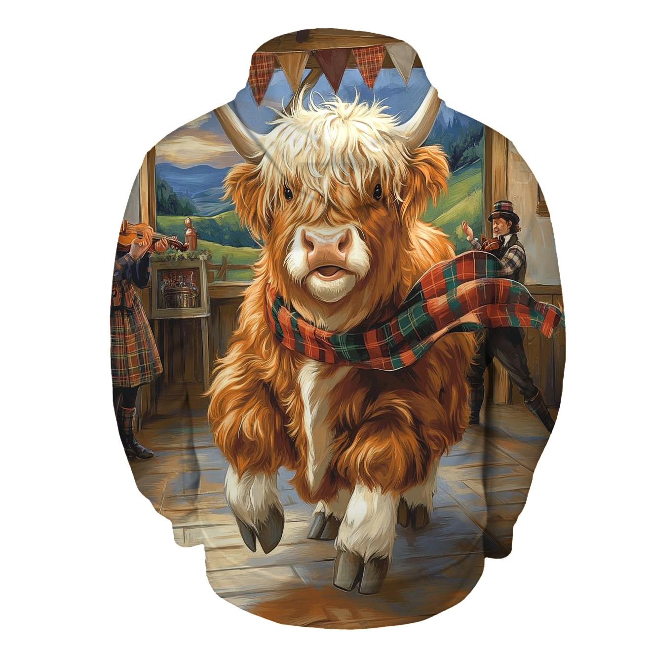 Ceilidh Dance Partner, Highland Cow Spin hoodie styles