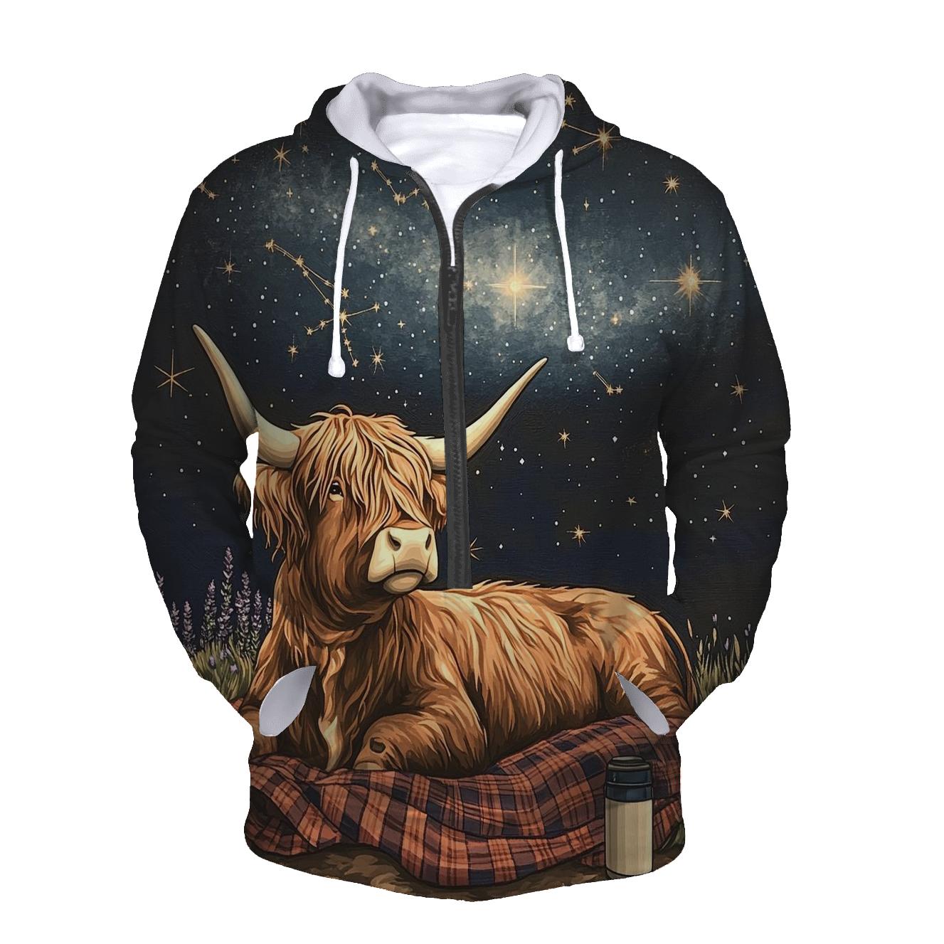 Highland Cow Stargazer On A Blanket custom hoodies