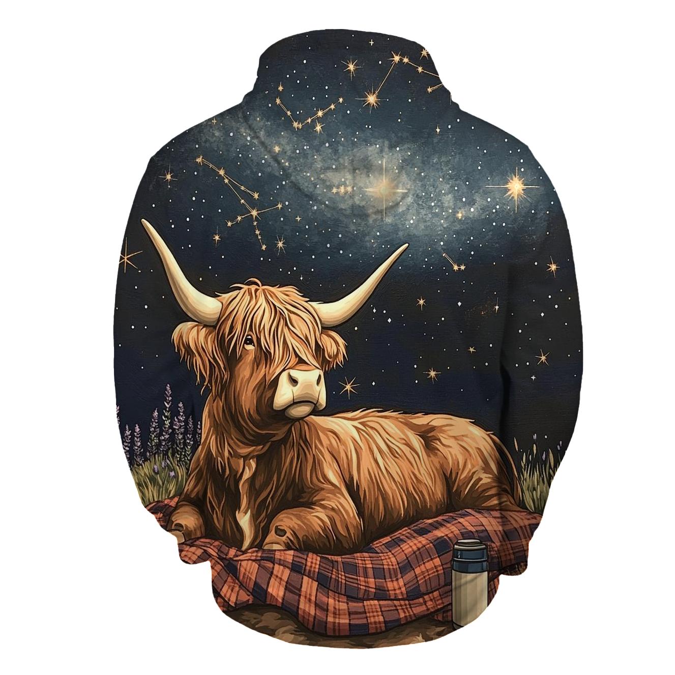 Highland Cow Stargazer On A Blanket custom hoodies