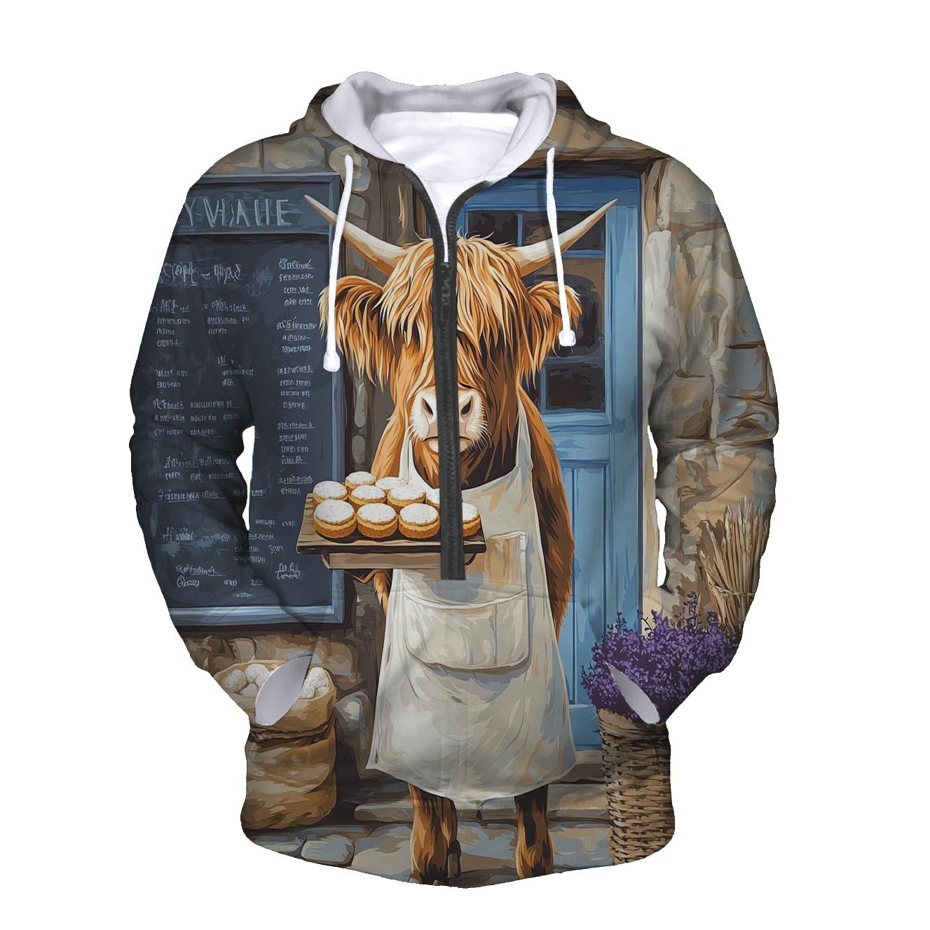 Highland Cow Baker With Oatcake Tray hoodie designs