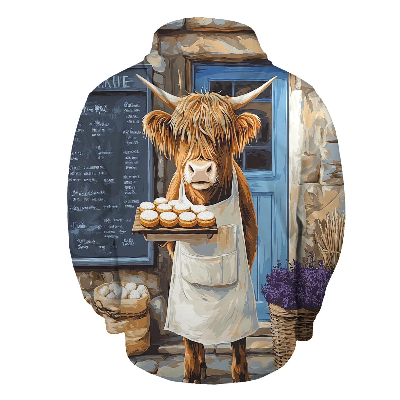 Highland Cow Baker With Oatcake Tray hoodie designs