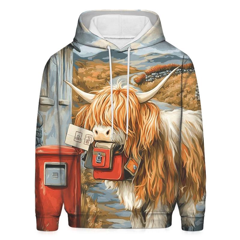 Highland Cow Postmaster At The Croft Gate premium hoodies