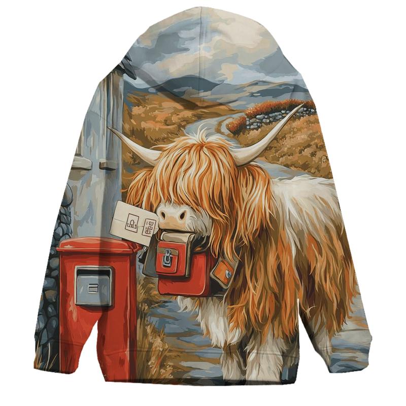 Highland Cow Postmaster At The Croft Gate premium hoodies