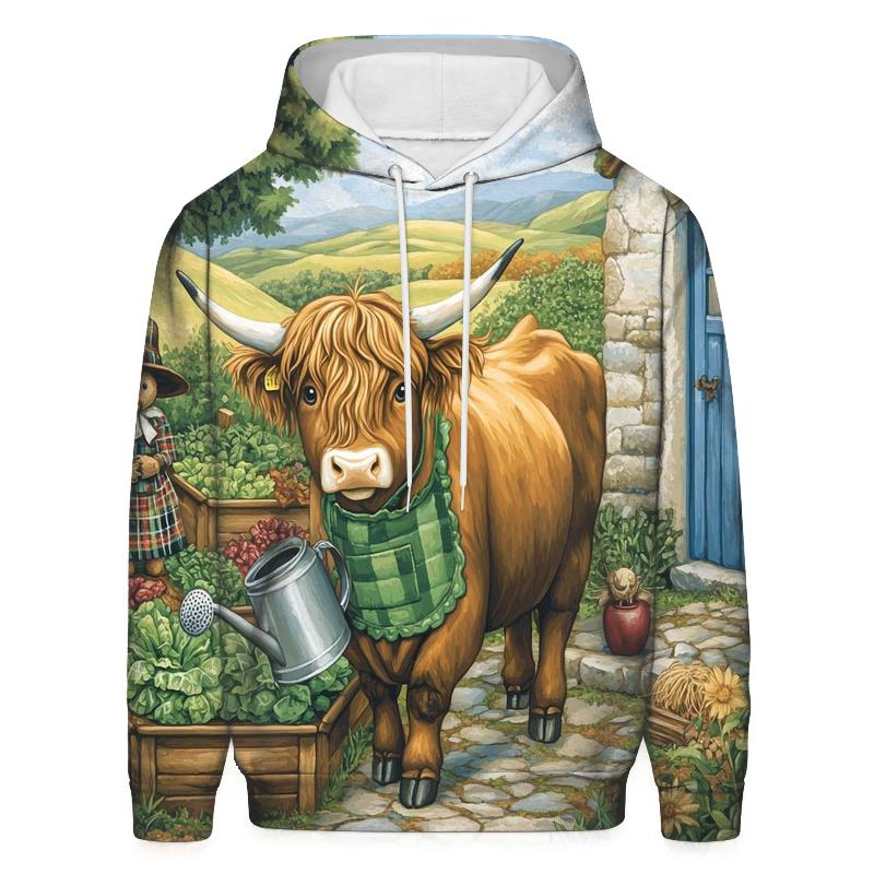 Highland Cow Gardener In A Cottage Plot hoodies fashion
