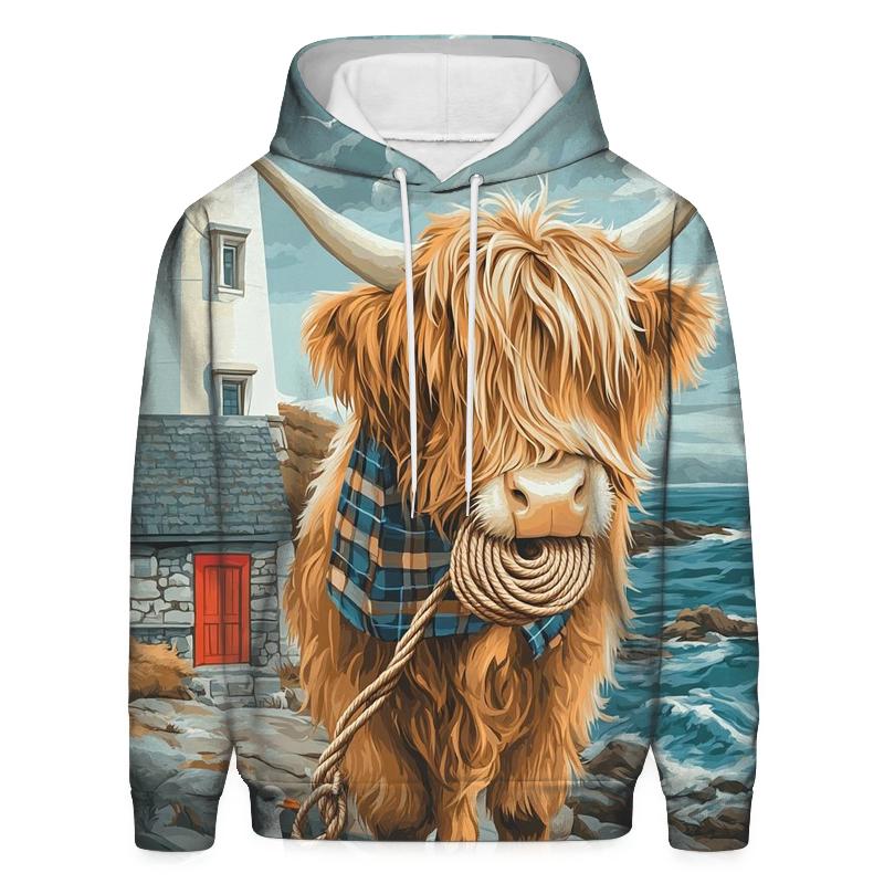 Highland Cow Lighthouse Keeper Helper zip-up hoodies