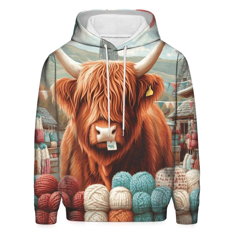Highland Cow At The Wool Fair Stall hoodies fashion