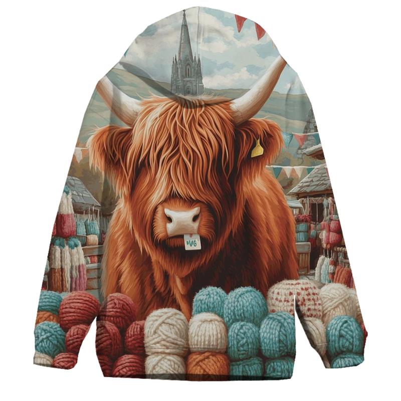 Highland Cow At The Wool Fair Stall hoodies fashion
