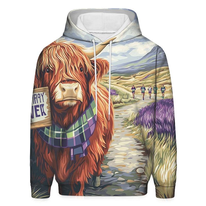 Highland Cow Marathon Spectator On The Moor zip-up hoodies