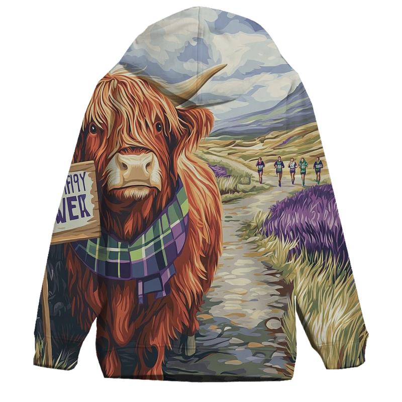 Highland Cow Marathon Spectator On The Moor zip-up hoodies