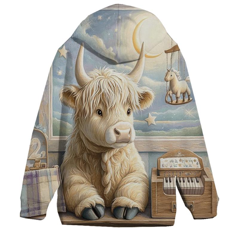 Highland Cow Music Box In The Nursery pullover hoodies