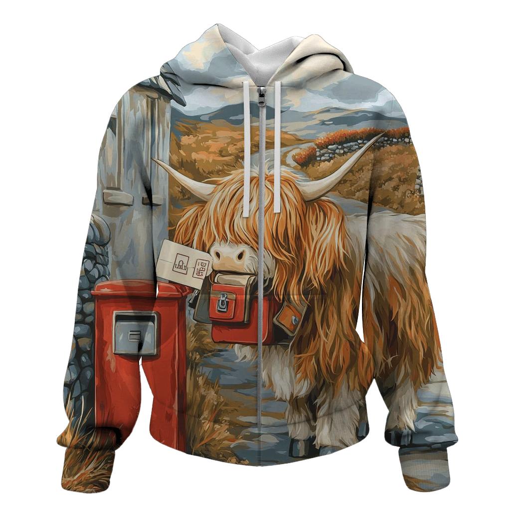 Highland Cow Postmaster At The Croft Gate hoodies fashion
