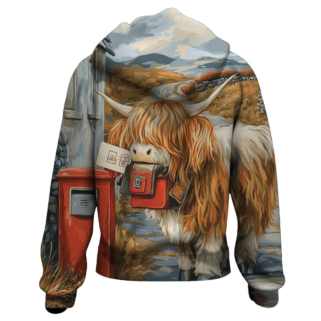 Highland Cow Postmaster At The Croft Gate hoodies fashion