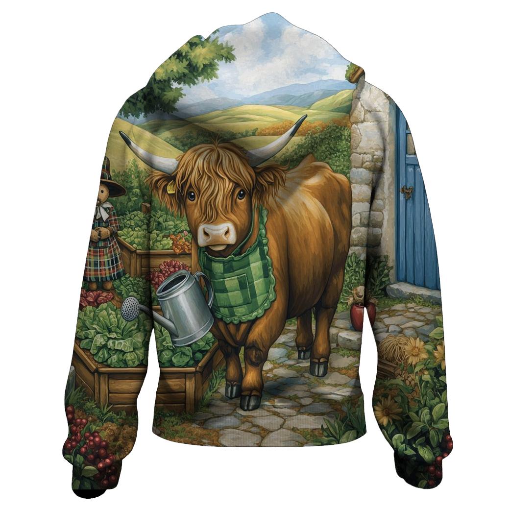 Highland Cow Gardener In A Cottage Plot designer hoodies