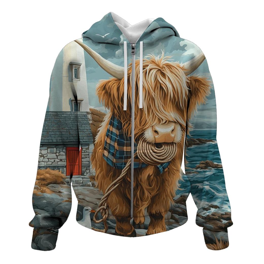 Highland Cow Lighthouse Keeper Helper hoodie styles