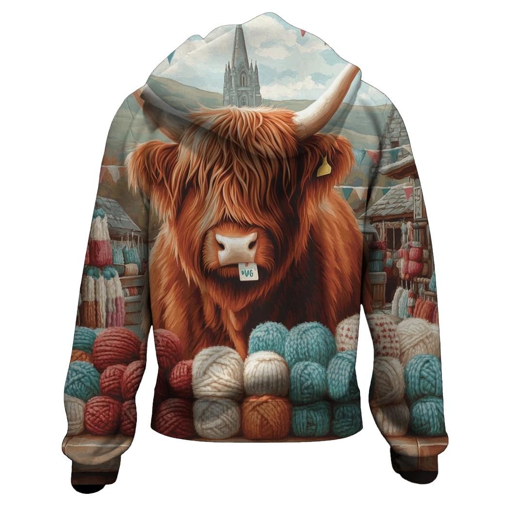 Highland Cow At The Wool Fair Stall hoodie styles