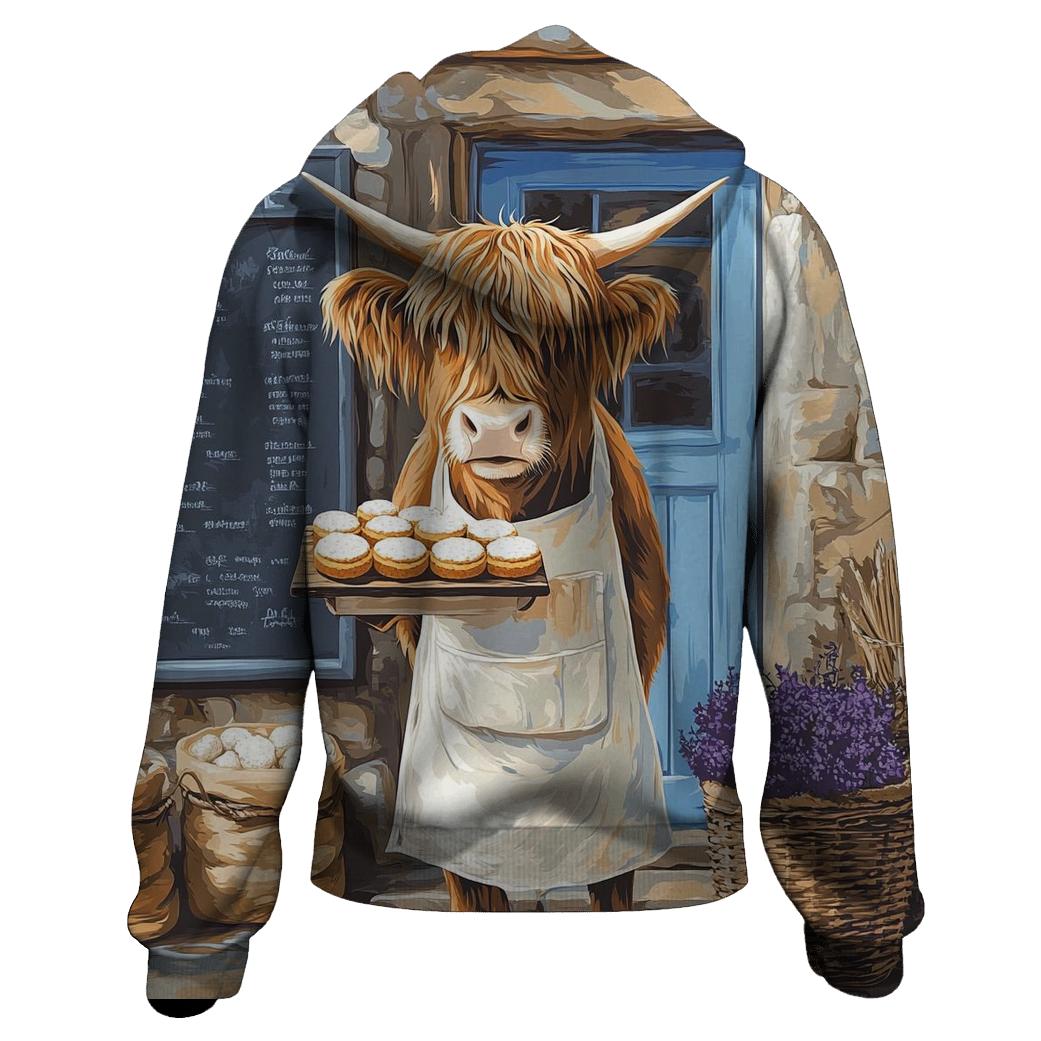 Highland Cow Baker With Oatcake Tray pullover hoodies