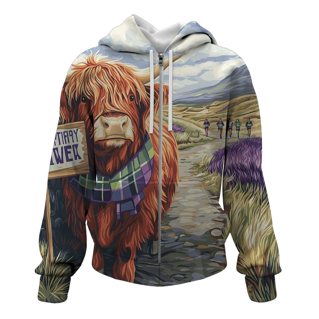 Highland Cow Marathon Spectator On The Moor pullover hoodies