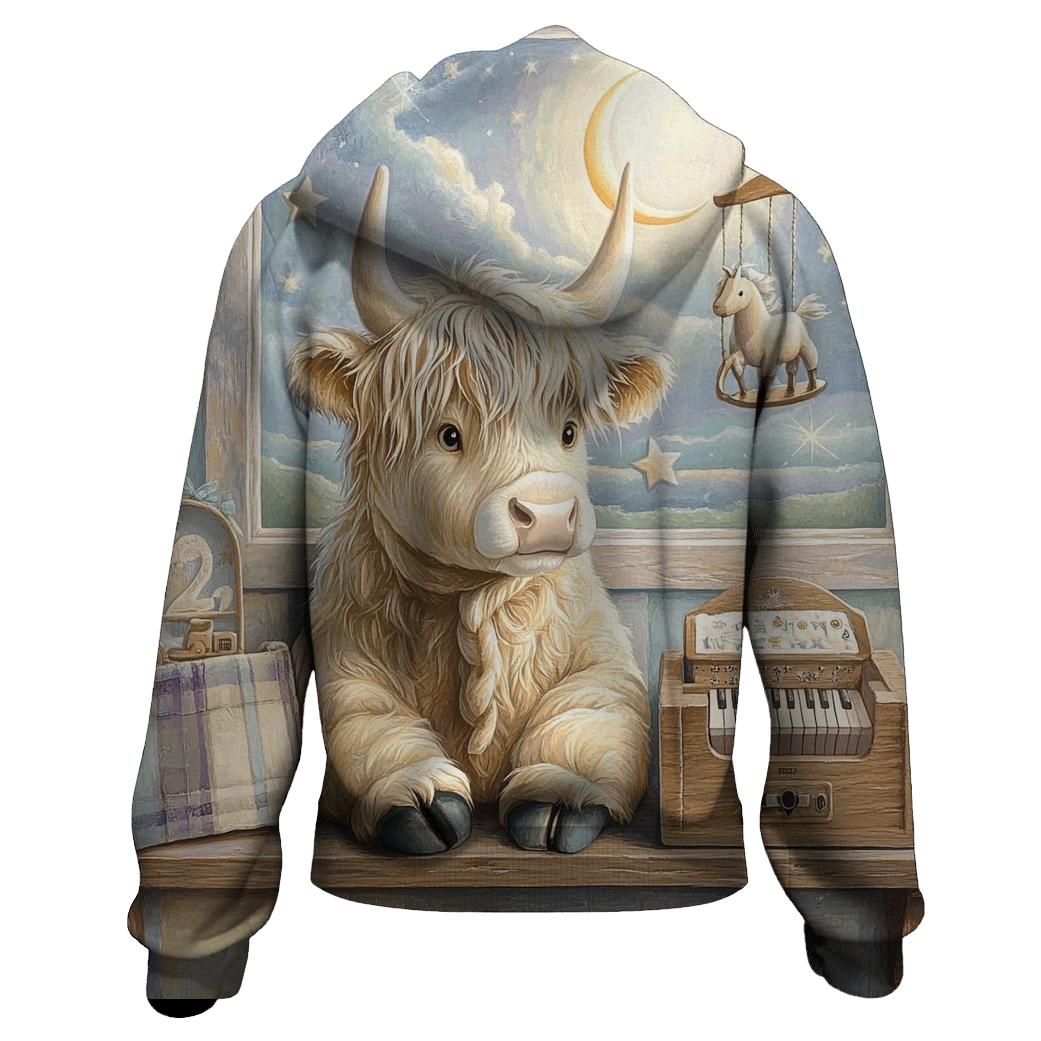 Highland Cow Music Box In The Nursery graphic hoodies