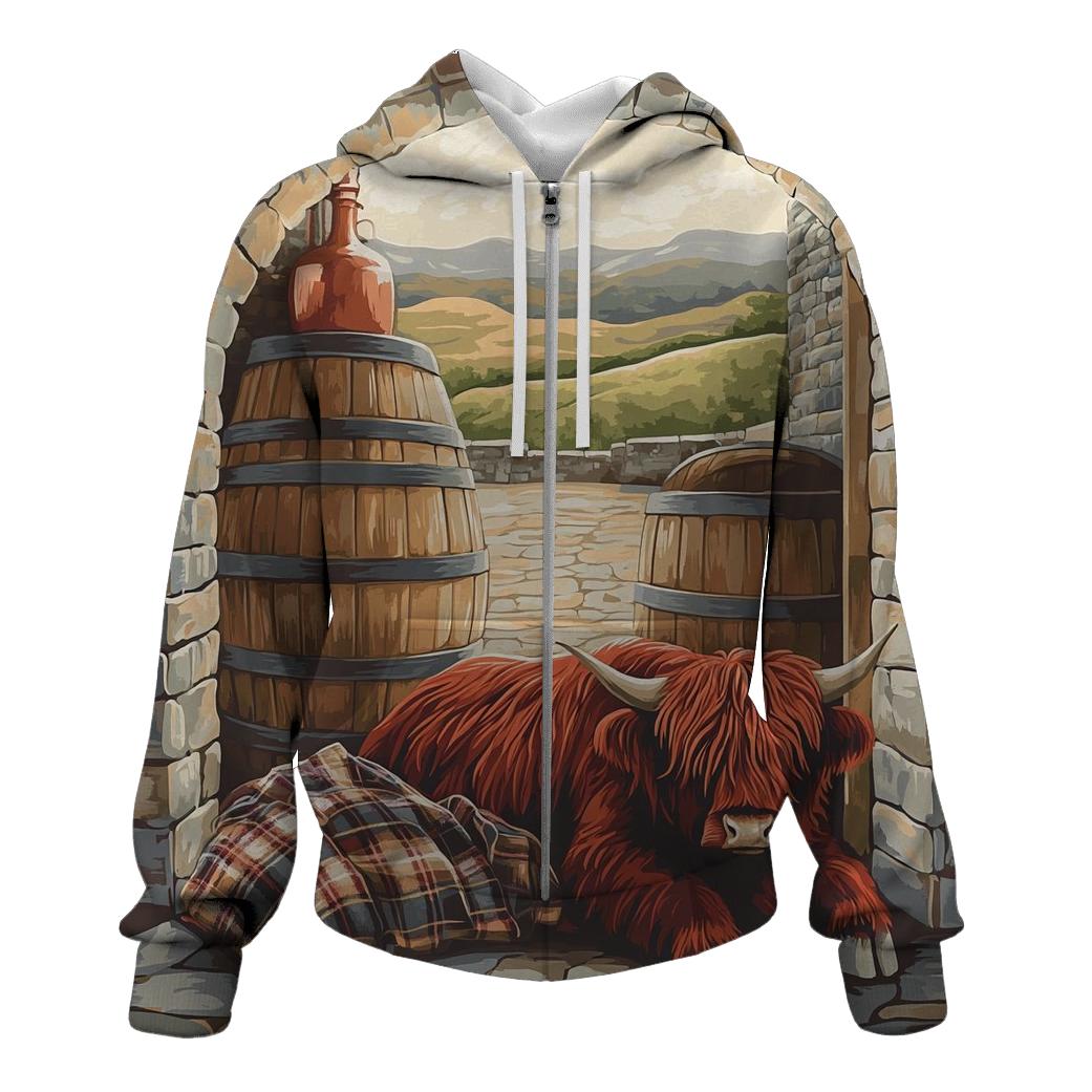 Highland Cow At The Whisky Barrel Rest hoodie styles